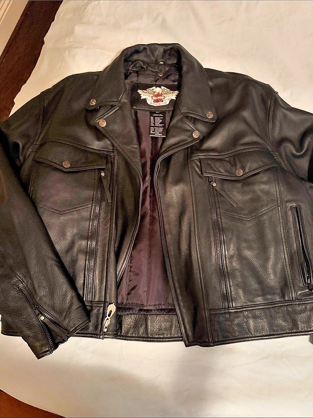 Harley-Davidson Black Leather Motorcycle Jacket 3XL Like New